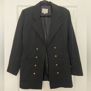 Vintage Wathne Black Blazer with Gold Hardware, Size 6